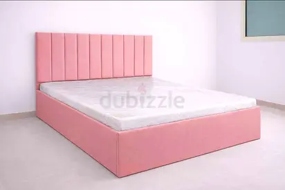 New Pink Upholstered Queen Size Bed with Headboard and Storage Base