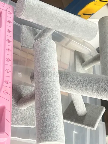 Set of Gray Velvet T-Bar Bracelet Display Stands