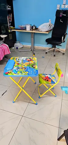 Foldable Kids Activity Table and Chair Set - Lightly Used AED 50