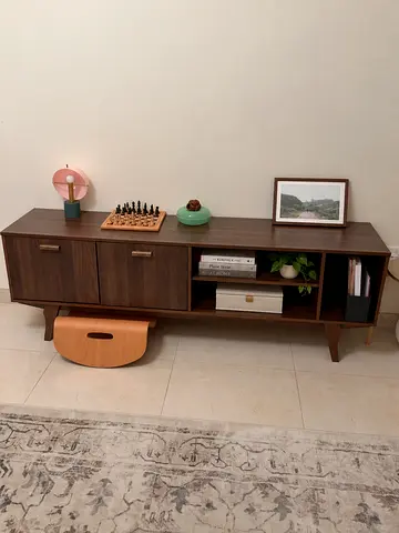 Mid-century Modern Low TV Console / Sideboard - Dark Wood
