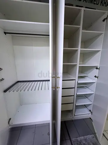 Large White Built-in Wardrobe / Closet Unit with Shelves and Drawers