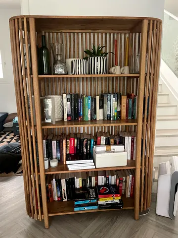 Modern Wooden Slatted Bookcase and Display Shelf 6MONTHS NEW!