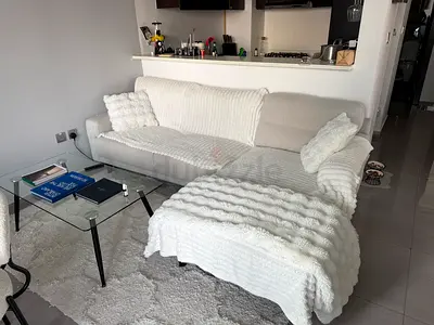 Ivory L-Shaped Sofa – 240 x 155 cm