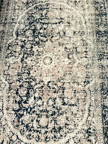 Ikea vintage-style large area rug - neutral navy and beige medallion design