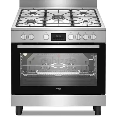 Beko 90x60cm Fan Assisted Gas Cooker Oven 111L - Silver/Black