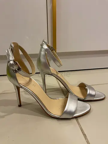 Nine West silver ankle-strap high heel sandals - Size 7.5US/ EU 38