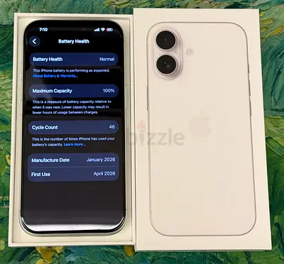 iPhone 17 (White) - 100% Battery, Box Included, Lightly Used - ايفون 17
مساحة 256gb
مركب عليه حماية