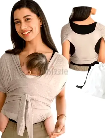 Soft Stretch Baby Wrap Carrier - Beige, Comfortable Newborn Sling