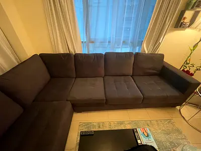 Dark grey L-shaped sectional sofa - good condition