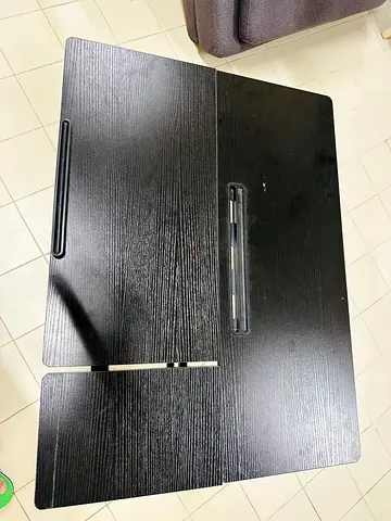 Black wooden laptop/bed table - foldable adjustable stand