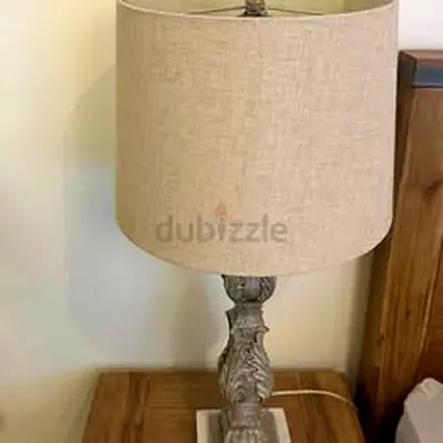 2x Bedside Lamps – Beige Fabric Shades, 70 cm High