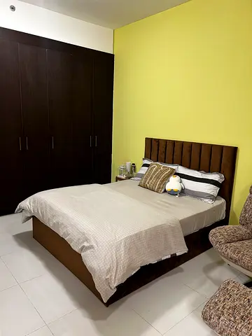 Double bed frame with headboard and mattress - excellent condition