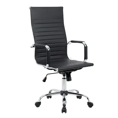 Black High-Back Ergonomic Office Chair with Armrests and Wheels