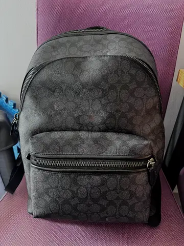 Coach Charter Black Signature Coated Canvas and Leather Backpack