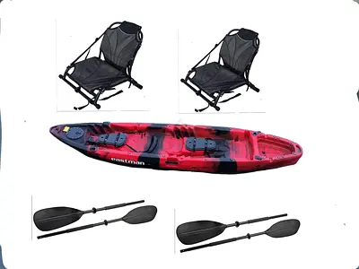 Three seat kayak with chairs and paddle