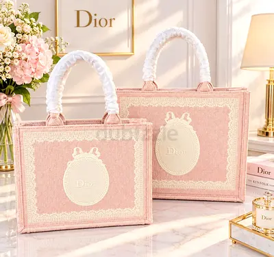 Dior 2 sizes pink Tote Bags - Dior Canvas Handbags