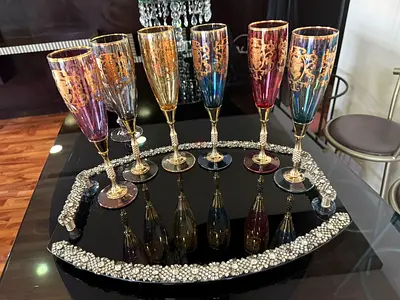 Colored champagne glasses made in Italy