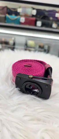 Pink Fabric Webbing Belt with Black Buckle - Used, Good Condition