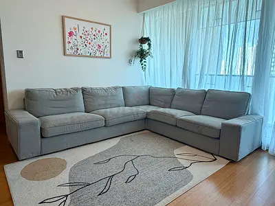IKEA 6-Seater Corner Sofa – Two Sets of Covers (Dark Grey & Light Grey)