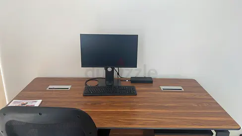 3 wooden table + chest of drawer, 3 Chair, 1 centre table big and 1 small, 1 storage unit, 1 printer