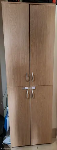 Tall 4-door Wooden shoes rack - Light Oak finish