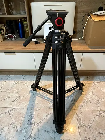 Andoer Professional Heavy-Duty Video Tripod with Fluid Head and Pan Handle