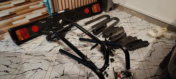 Used bicycle rear rack, pedals and kickstand - spare parts set