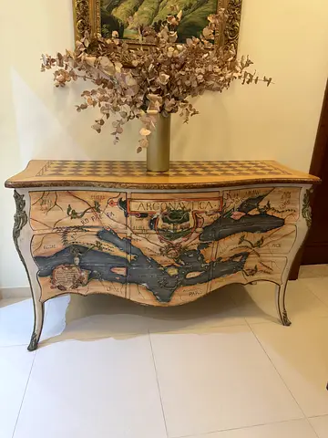 ATELIER MONCEAU Argonautica map chest of drawers side cabinet table sideboard wood L147 D53 H93 cm