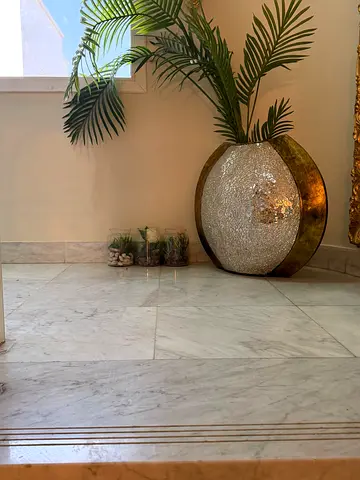Large Round Textured Glass vase Hanging with ceramic gold pained  Frame