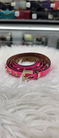 Pink Studded Women's Leather Belt - Size Medium