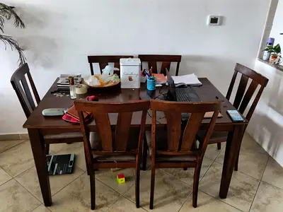Wooden Dining Set with 6 Chairs