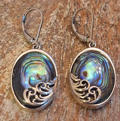 Silver earrings with abalone shells