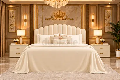 Brand new King size bed upholstered bed with scalloped headboard storage bed modern king bed frame