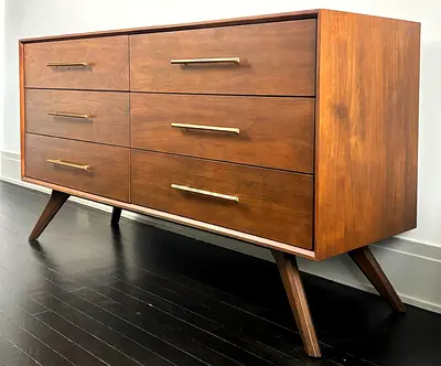Mid-Century west elm Modern 6-Drawer Dresser with Gold Handles