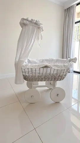 White Vintage-Style Baby Bassinet with Canopy
