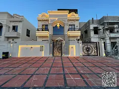 Luxury Classic Stone-Facade Villa for Sale in Al Helio 2, Ajman | Opposite Park with Rooftop & Water