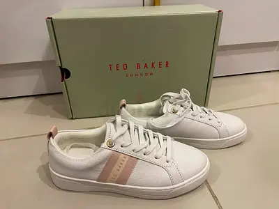 Ted Baker white leather sneakers with pink stripe - Size EU 36