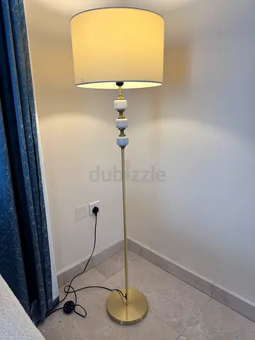 Home Centre Gold Floor Lamp with White Shade