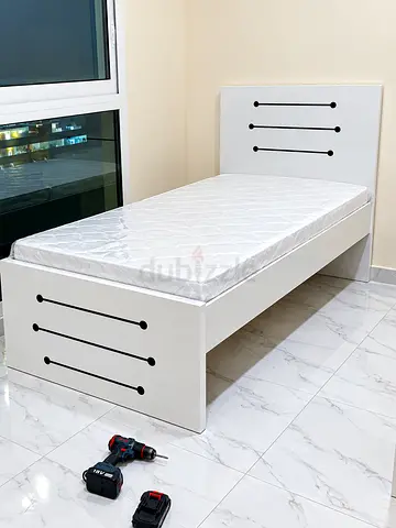 Brand new single 90x190 size wood Bed including mattress available