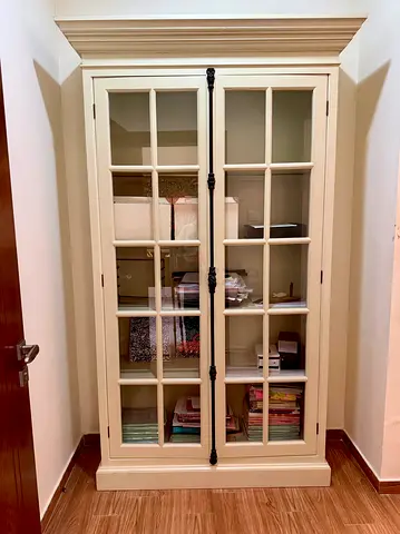 LUZ DE LUNA French casement cabinet display vitrine book shelf bookcase cremone wood H232 W140 D43cm