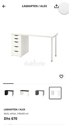 IKEA LAGKAPTEN / ALEX Desk - White, 140x60 cm with Drawers