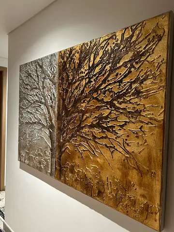 Wall art painting 150x100 Gold &Silver