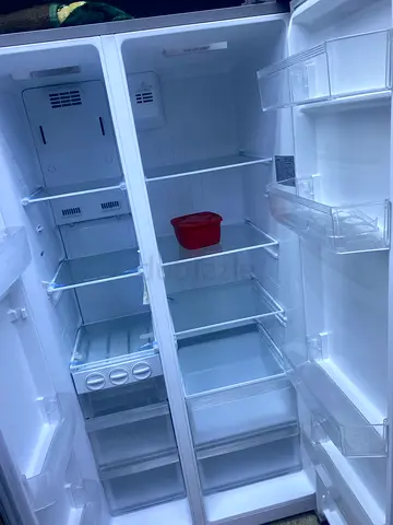 double-door refrigerator - clean interior, working condition