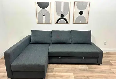 Modern Dark Gray L-Shaped Sofa Bed