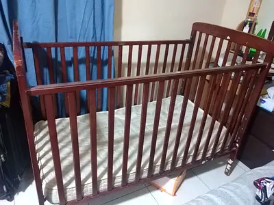 Wooden Baby Crib with Mattress - Good Condition