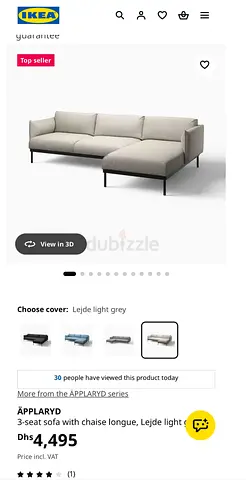 IKEA APPLARYD 3-seater L shape with chaise lounge