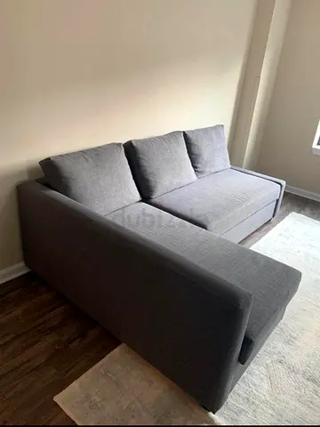 Grey L-shaped Fabric Sofa with Chaise - Good Condition