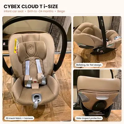 Cybex Cloud T i-Size Infant Car Seat - Beige, Excellent Condition