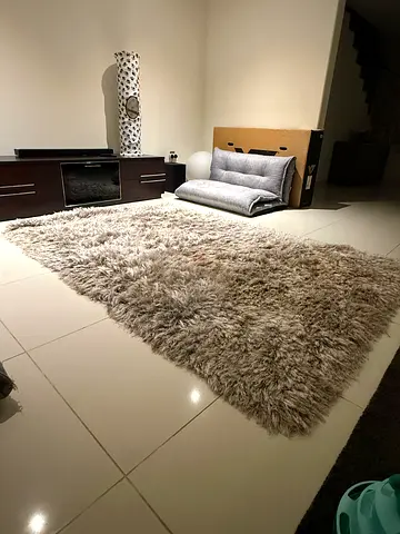 Soft Beige Shaggy Rug - 200x300cm, Good Condition