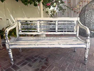 Garden bench white antique looking really gorgeous with pillows